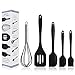 Price comparison product image BINHAI Kitchen Utensil Set - Black 5 pcs Silicone Spatula Set - Basting Brushes - Pastry Oil Brush - Egg Beater - Slotted Turner - Silicone Stainless Steel Core Cooking Spatulas Non-Stick