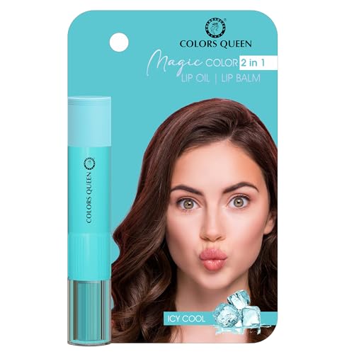 Image of Colors Queen Magic Color 2 in1 Lip Balm & Lip Oil - Icy Cool, 4.5g | Nourishing & Moisturizing Balm for Dry and Chapped Lips | Tinted Lip Balm for Women Enriched with Shea Butter & Vitamin E