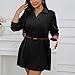 bawilom Long Sleeve Mini Dresses for Women Fashion Casual Vacation Collared V Neck Loose Tshirts Dress Fall Clothes Outfits Black