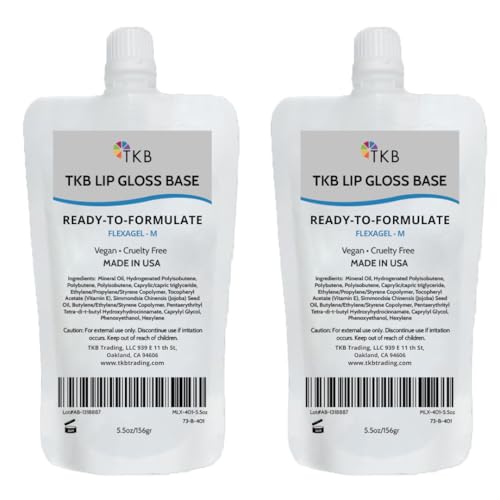TKB Lip Gloss Base (Flexagel M) | Ready-To-Formulate| Moisturizing High Shine Crystal Clear Vegan and Cruelty free| Made in USA. (11 oz (2 of 5.5 oz bag))
