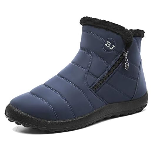 FEETCITY Womens Waterproof Fur Boots Zip No-Slip Winter Boots Navy 11 Women/9.5 Men