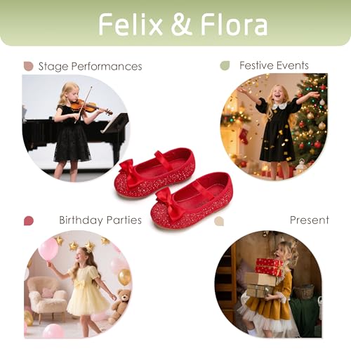 Image of Felix & Flora Toddler Flower Girl Dress Shoes - Girl Ballet Flats Party School Shoes Wedding