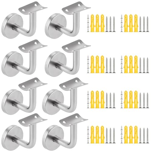 8 Stück Handlaufhalter Edelstahl 60 x 60 mm Handlauf Halterung Wandhalter Handlaufträger Silbrig Treppengeländer Innen Halterung für Handlauf
