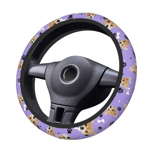 Personalized Car Steering Wheel Cover Custom Pet Portrait Anti-Slip Cover Paw Bone Design 10 Colors Car Accessories for Pets Lover