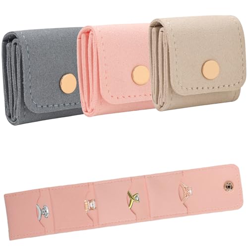 3 Pack Mini Jewelry Organizer, Travel Jewelry Case, Foldable Multifunctional Travel Jewelrys Pouch for Earrings, Necklaces, Rings, Chain Bracelets, Brooches