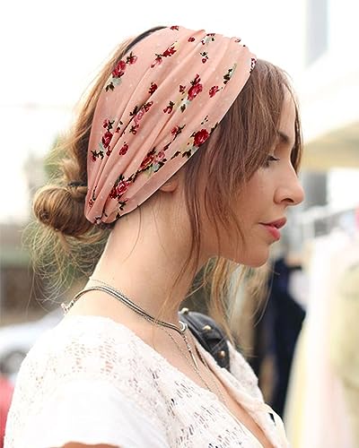 DRESHOW 8 Pack Turban Headbands for Women Wide Vintage Head Wraps Knotted Cute Hair Bands Accessories, 8 Pack Mixed Set11-67 - Image 4