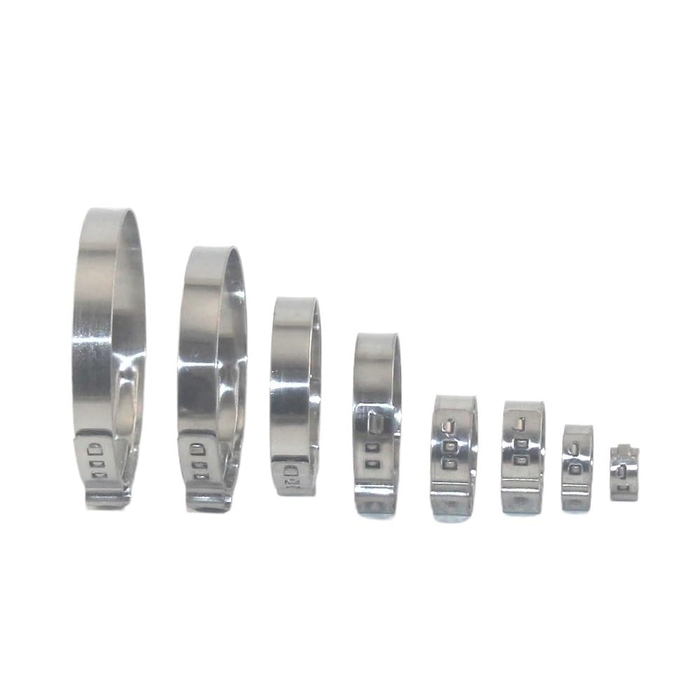 Anygkt One Color 10Pcs Hose Clamps Single Ear Stepless 5.3-50Mm 304 Stainless Steel Hose Clamps Cinch Clamp Rings(7.8-9.5Mm)