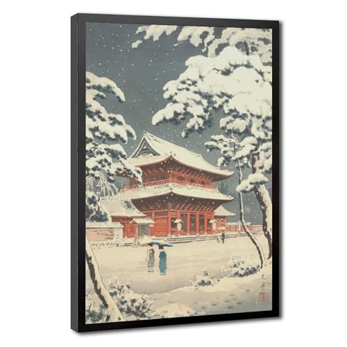 Art japonais Temple Zozoji Koitsu impression toile déco murale salon estampe neige 20x30