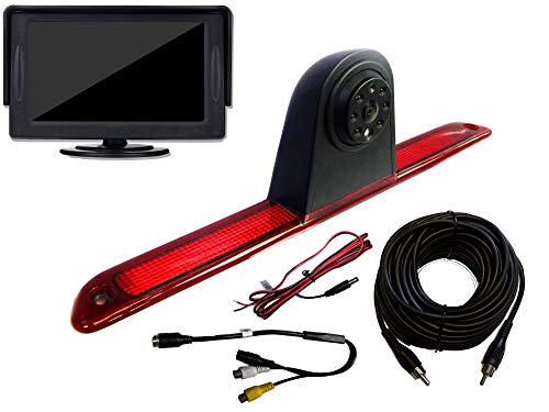 Dolphin Automotive Rear High Level Brake Light Reversing Camera for Mercedes Benz Sprinter 2007 - Onwards & VW Crafter Van 2007-2015 (Camera & 4.3" Dash Monitor)