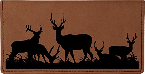 Grazing Deer Laser Engraved Leatherette Checkbook Cover