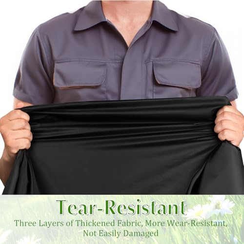 QOUBNIC Rasenmäher Abdeckung, Rasentraktor abdeckplane Abdeckung für Aufsitzrasenmäher Wasserdicht, 600D Oxford Wasserdicht Schutzhülle mit Kordelzug Organizer（195x66x108 cm）