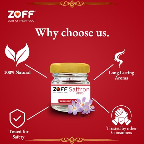 Image of Zoff kesar saffron original- Premium Kashmiri kesar saffron- Hand-Picked & Naturally Aromatic -Perfect for Cooking, Desserts & Wellness -Net Weight: 1g