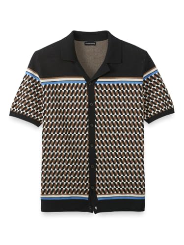 Paul Fredrick Men's Cotton Button Front Camp Collar Sweater