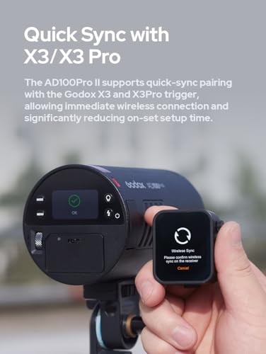 Image of Godox AD100 Pro II AD100Pro II AD100ProII Flash Strobe, 2.4GHz X System+433Mhz Module /3300mAh Battery /2W LED /10 Brightness Levels /490 Full-Power Pops /0.01-1.5s Recycle Time /USB-C Charging /1-256-1 /1