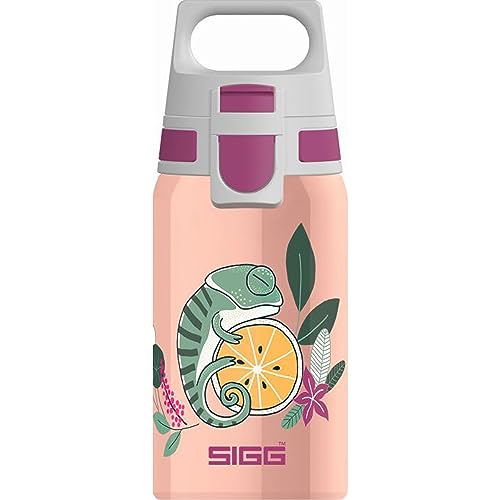 Sigg - Gourde Enfant En Acier Inoxydable - Shield One Flora - Pour l'École et le Sport - Convient Aux Boissons Gazeuses - Étanche & Légère - Sans BPA -...