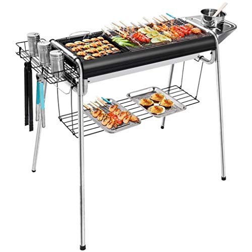 Easy Barbecues Set Barbecue Edelstahlgrill im Freien Abnehmbarer Grill Beach Camping BBQ Tragbarer Holzkohlegrill Reise-Picknick-Grill