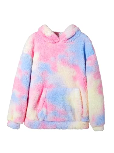 Image of Makkrom Boys Girls Sherpa Fleece Hoodies Pullover Sweatshirts with Pockets | Fuzzy Soft, Cozy Warm, Kids Hoodie Outfits, Kangaroo Pocket, Solid, Tie-Dye, Casual, Loose, Toddler, little Kid, Big Kid