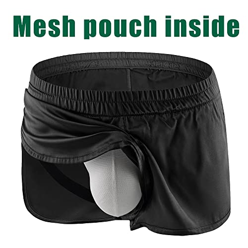 Rexcyril Men's Boxer Jockstrap Sexy Underwear, Silky Satin Split Side Gym Running Active Shorts4