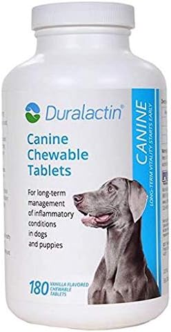 Duralactin Canine 1000mg 180ct Chewable Tabs for Dogs Vanilla Flavored