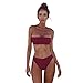 Produktbild Dasongff Bademode, Damen Bademode Push-up Gepolsterter BH Bandage Bikini Set Badeanzug Bauchweg Bademode Baden Swimsuit Swimwear (L, Weinrot-B)