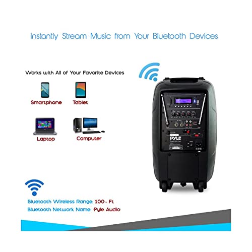 Wireless Portable Pa Speaker System - 1000W Rechargeable Battery Powered Bluetooth Compatible Active Outdoor Speaker - Usb Sd Mp3 Aux Rca Fm Radio - 35Mm Mount Microphone Transmitter - Pyle Pphp109Wmu #TOP5