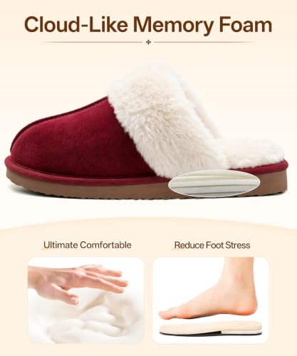 Image of Litfun Fuzzy Memory Foam Slippers for Women Indoor Outdoor House Shoes