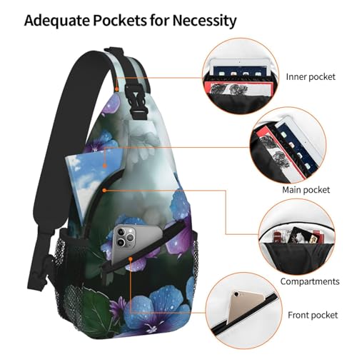 Bolso tipo Sling para Viaje y Montañismo con diseño floral miniatura 5