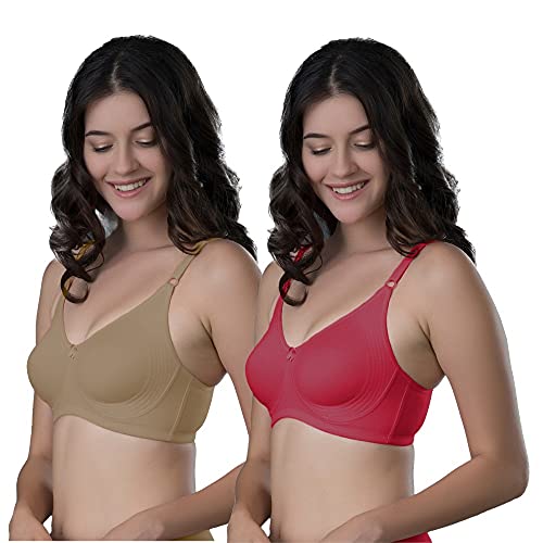 INTIMACY LINGERIE Women’s Cotton Brassiere | Non-Padded | Non-Wired | Full Coverage | Regular Bra | 2 Piece | with Side Support (Combo2_ES02_P)
