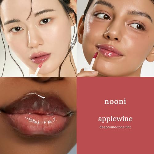 Image of NOONI Korean Lip Oil - Applewine | Long-Lasting, Moisturizing, Plumping, Revitalizing for Dry Lips, Waterproof, No Peel Off, Hydrating Lip Stain, Stocking Stuffers, Gifts For Women, 0.12 FL Oz