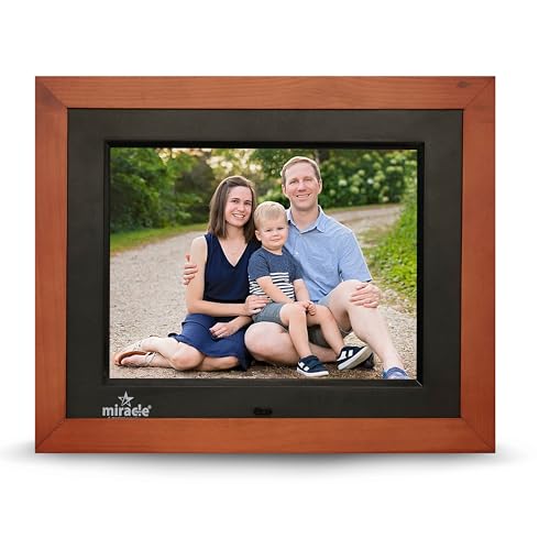 Image of MIRACLE DIGITAL 8'' IPS HD Wooden Digital Photo Frame | 8GB Memory, 2GB RAM, 32GB Expandable, USB & SD Support, 180 Wide Angle, Stereo Sound | Slideshow for Photos, Videos & Music - Wooden Dark