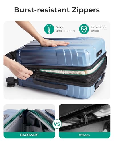 Image of BAGSMART Expandable Carry On Luggage 22x14x9 Airline Approved,Gradient Blue | Spinner Wheels, TSA Lock, Lightweight Hard Shell, Suitcase,22x14x9 Airline Approved