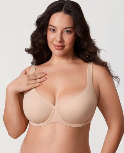 Image of DELIMIRA Women's Confishape Unlined Balconette Bras | Underwire, Supportive, No Padding, Tshirt Bra, Full Coverage, Plus Size