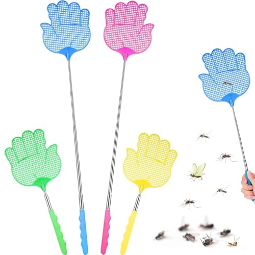 4 Stück Fliegenklatsche,Fliegenklatsche Ausziehbar,Bunt Teleskop...