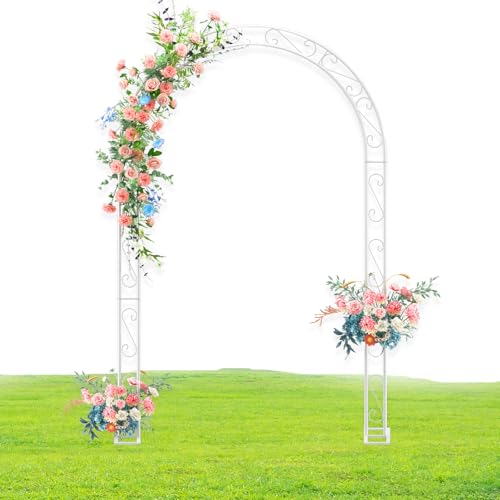 Open Arch Backdrop Stand,7.8FT White Metal Double Backdrop Arch U...