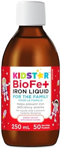 KidStar Nutrients - BioFe+ Iron Liquid for the Family, 250ml 50-Servings - Helps to Prevent Iron Deficiency Anemia - No Stomach Upset and Constipation - Vegan, Non-GMO, Gluten-Free and Sugar-Free