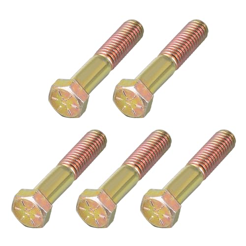 Image of METALLIXITY Hex Bolts (3 /8-16x2) 5Pcs, Carbon Steel Zinc Plated Half Threaded UNC Hex Head Screw Bolt Machine Screws - for Furniture Repair, Yellow