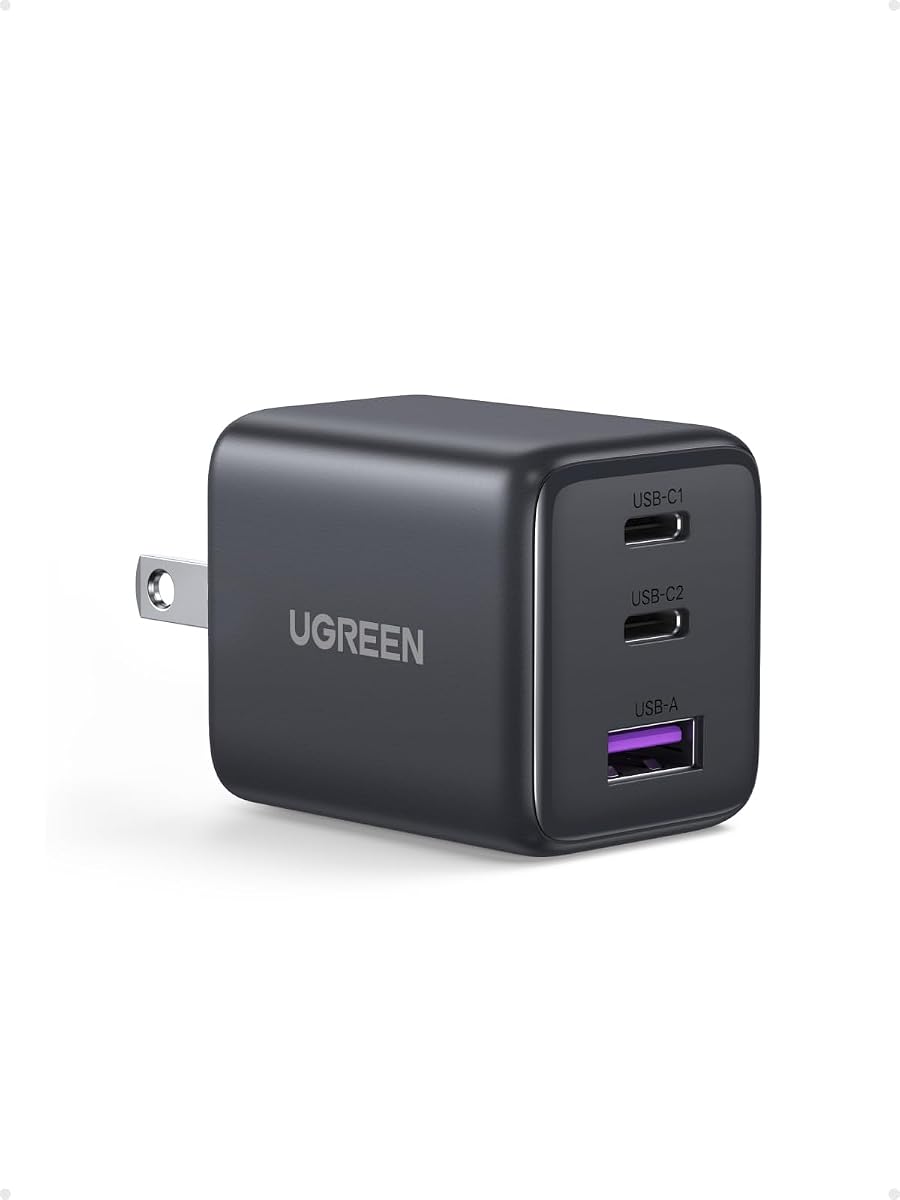 Bloque de cargador USB C de 3 puertos y 30 W, carga rápida GaN II tipo C, negro | 2 USB-C y 1 USB-A, tamaño compacto, protección múltiple, para iPhone 17/16/15, Galaxy S26/S25, iPad, MacBook Neo/Air
