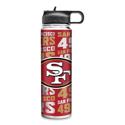 Rico Industries NFL Football San Francisco 49ers 22oz Stainless Steel Tumbler with Lid - Great For Coffee Tea Water or Cocktails