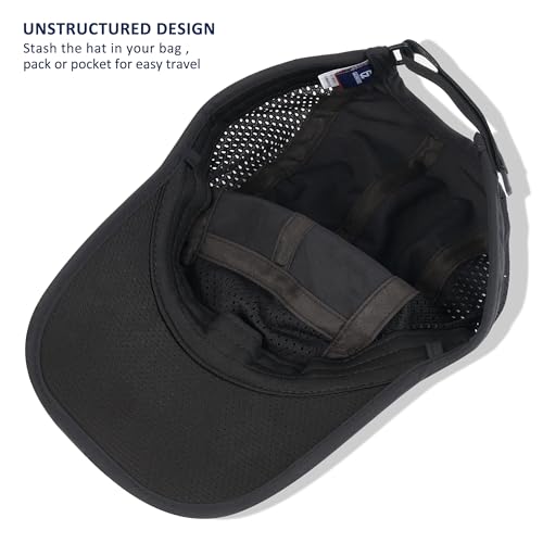 Gadiemkensd Men Outdoor Hat Reflective Folding Running Sport Hats Summer Cool Upf 50 Sun Unstructured Baseball Caps For Men Women Breathable Light Quick Dry Travel Golf Hat Black thumb #3
