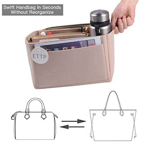 Purse Organizer, Felt Bag Organizer Insert For Speedy, Neverfull, Tote, Handbag, 8 Colors 5 Sizes (Medium, Beige) #TOP5
