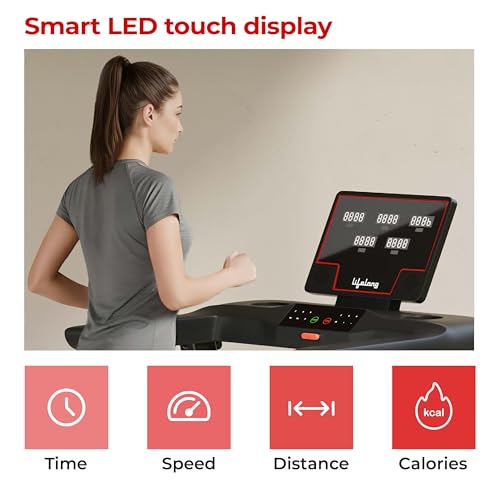 Image of Lifelong FitPro Treadmill | 5HP Brushless Motor | 12 Level Auto Incline with Massager | Max Speed 14 km /hr |Bluetooth | FitShow App| Hydraulic Fold | LED Display with Pulse Sensors| Max Weight 120 kg