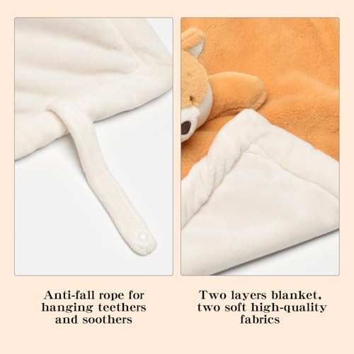 Image of Baby Fox Security Blanket, Soft Loveys for Babies | Lovey for Newborn Boys and Girls, Gender Neutral Security Blanket with Fox Stuffed Animal, Baby Snuggle Toy