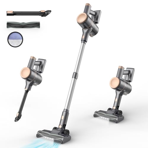 Image of N8 Cordless Vacuum Cleaner,Lightweight Stick Vacuum with Powerful Suction,2200mAh Battery,40 Mins Runtime,Self-Standing, Rechargeable Vacuum Cleaners for Home Hardwood Floor Carpet Pet Hair (Peach)
