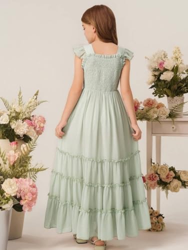 Junior Bridesmaid Dress for Teen Chiffon Flower Girl Dress with Sleeves Princess Ball Gown3
