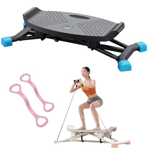 Balance Board Trainer – Tragbares Ski-Balanciergerät mit Widerstandsbändern & LED-Monitor – geräuschloses Heim-Fitnessgerät