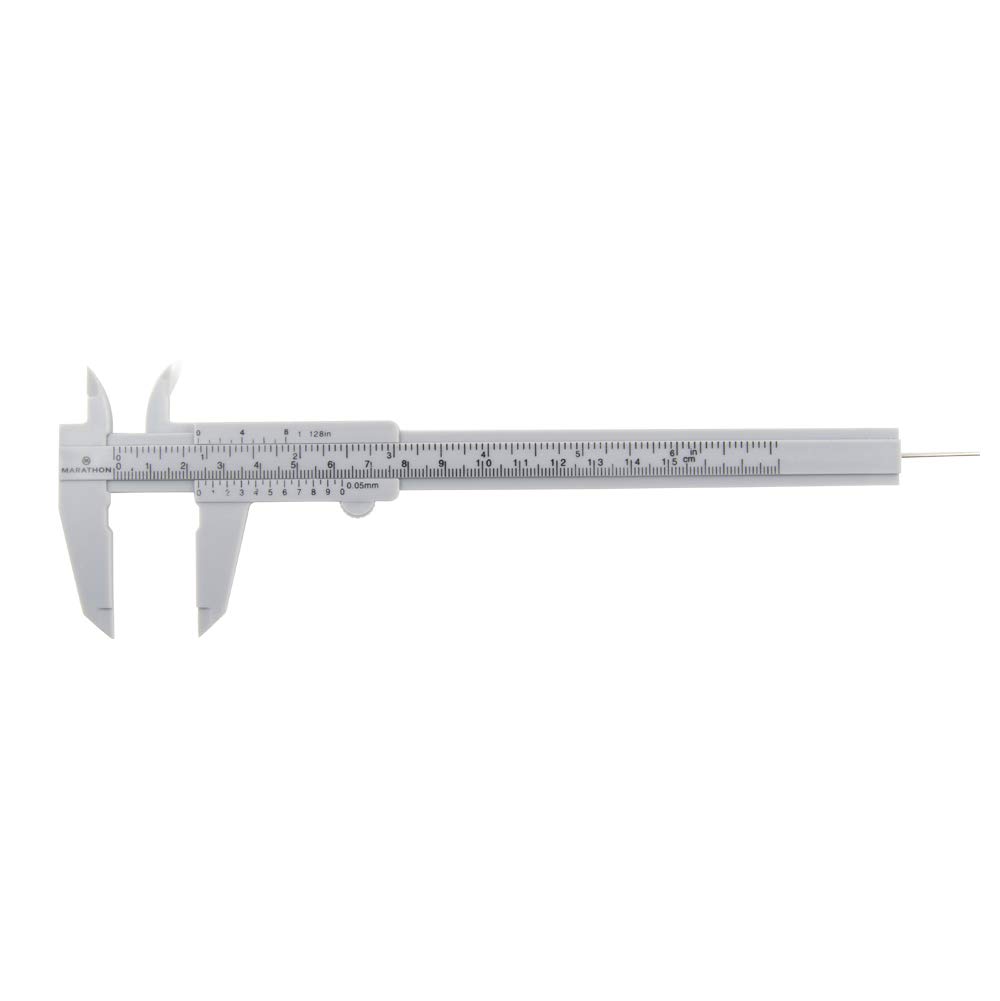 Marathon Educational Caliper, Lightweight Durable Plastic. 0-6 inch (150mm) Scale Range. (Grey - Pack of 10)