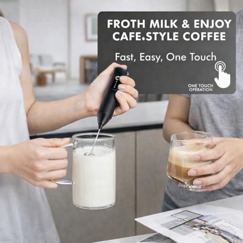 Image of Rechargeable Milk Frother Handheld, USB-C Electric Coffee Frother with Stainless Steel Whisk, 3 Speed Froth Maker for Coffee, Latte, Cappuccino, Matcha,Hot Chocolate (asorted)