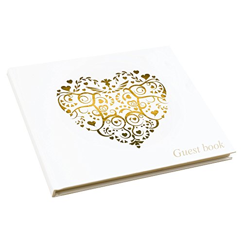 Neviti Libro de firmas para Invitados, Gama Vintage Romance, de Papel, Color Dorado, 22 x 19,5 x 1,5 cm Cover