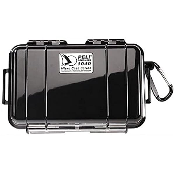 Peli 1040 Practical Micro Case for Small Items, IP67 Waterproof, 0.7 L Volume, Black/Black Rubber Insert, 1040-025-110E & Peli 1042 Pick N' Pluck Foam Insert, Black