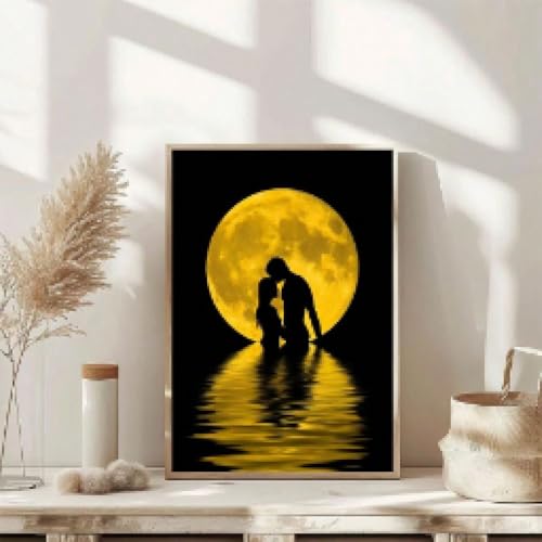 Impression toile lune dorée 70x90cm idée cadeau Saint-Valentin - 3